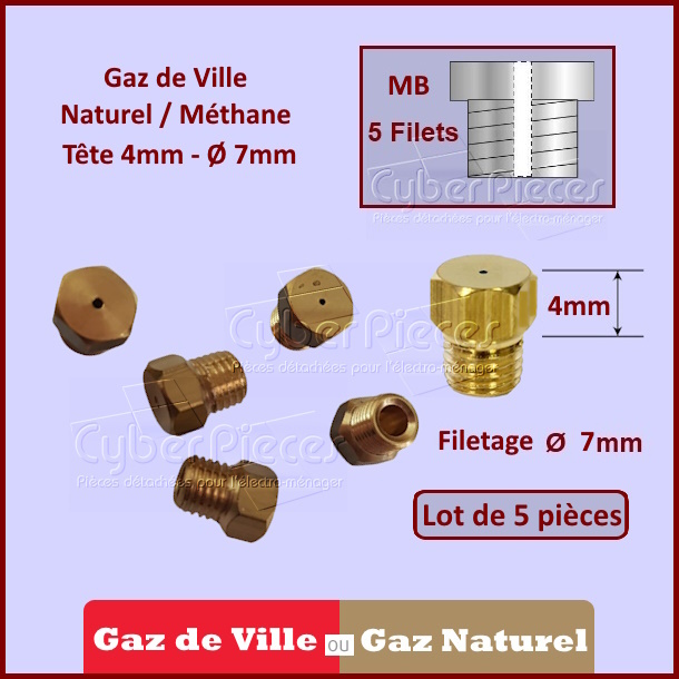 Injecteurs standard H4mm gaz naturel Ø7mm