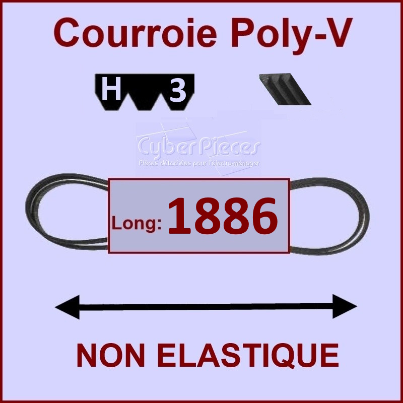 Courroie 1886H3 non élastique