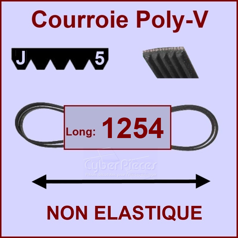 Courroie 1254J5 non élastique -  Pièces machine à laver