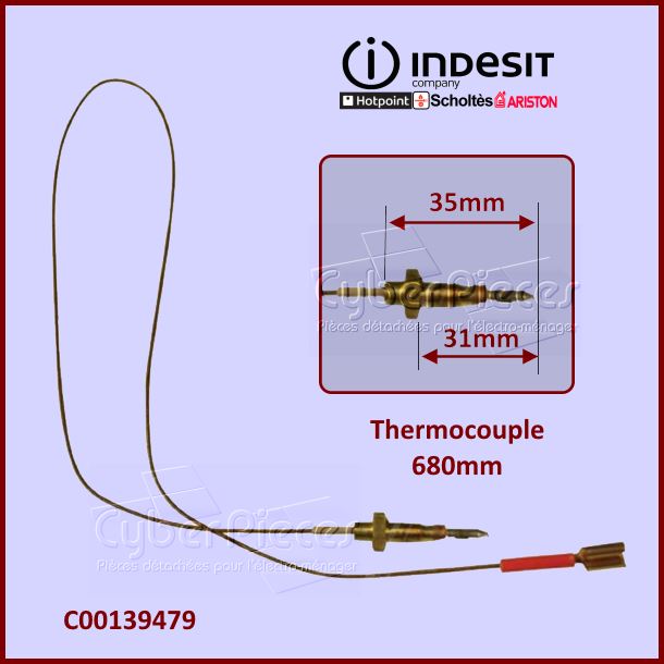 Thermocouple 680mm Indesit C00139479 ***Pièce épuisée***