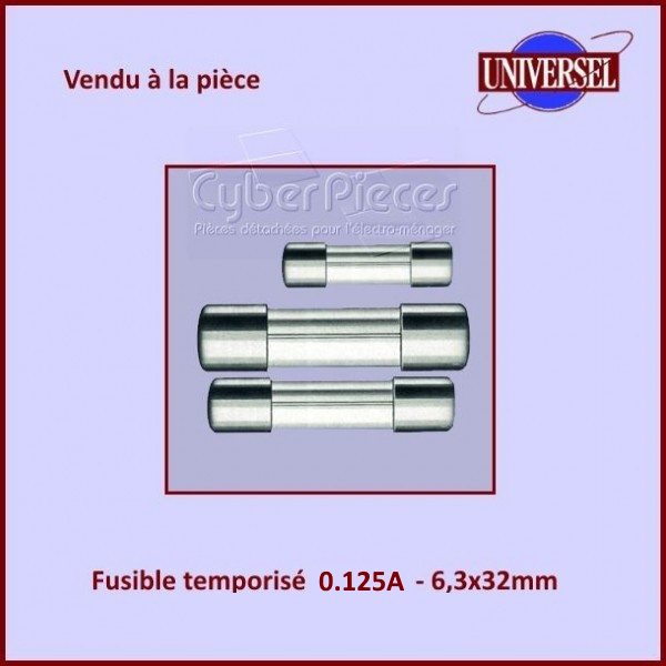 Fusible 0.125A Temporisé 6x32mm en verre