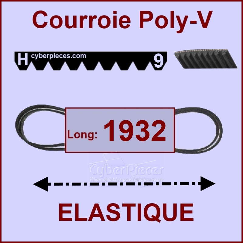 Courroie 1932H9 - H8 -  EL- élastique