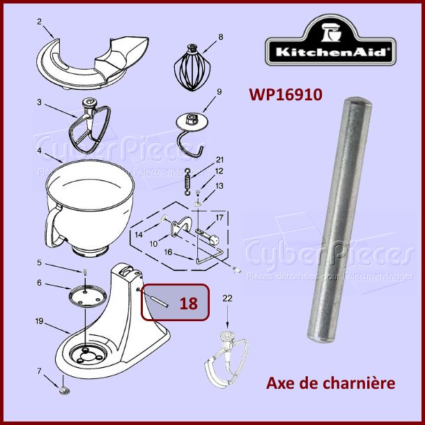 Axe de charnière Kitchenaid WP16910