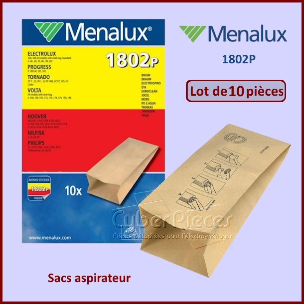 Lot de 10 Sacs aspirateur 1802P - 9001966374