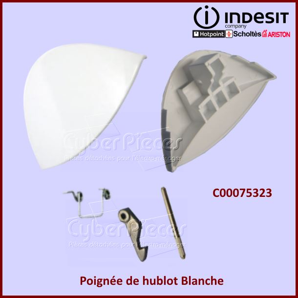 Poignée blanche de hublot Indesit C00075323