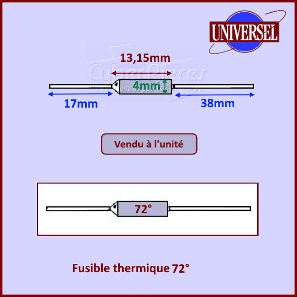 Fusible Thermique 72° / 10A / 250V