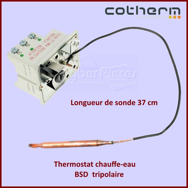 Thermostat chauffe-eau Cotherm BSD Tripolaire - Sondes L.37CM