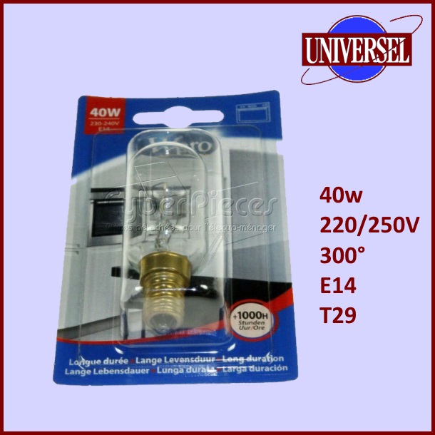 Lampe de four E14 40W 230V T29 (300°) - Pièces four