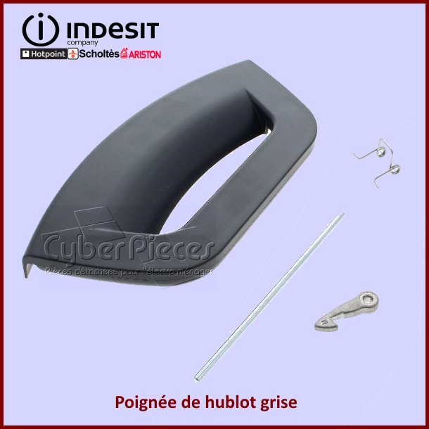 Poignée grise de hublot Indesit C00286151 -  Pièces machine à laver