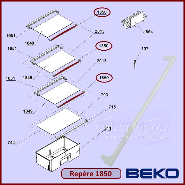 Profil avant de clayette Beko 4617490200