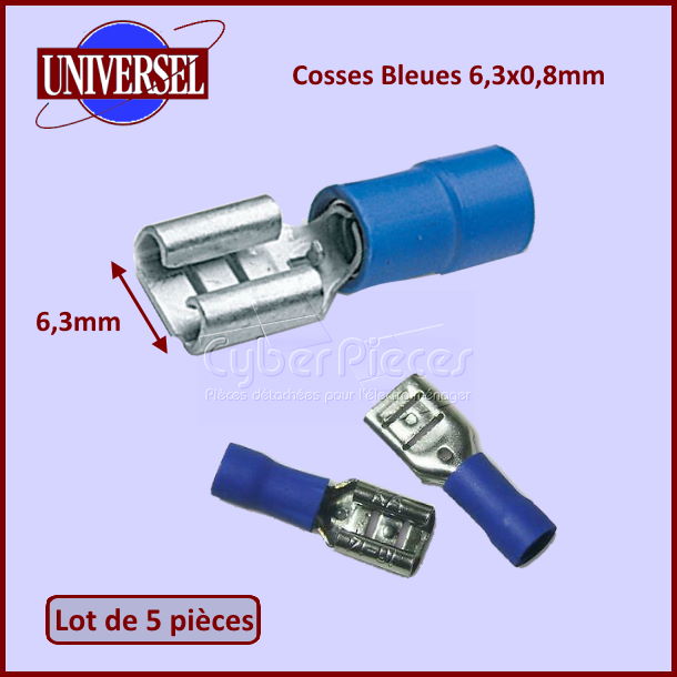 Lot De 5 Cosses Bleues 6,3x0,8mm