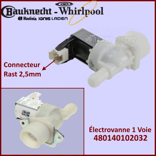 Electrovanne 1 voie Whirlpool 480140102032