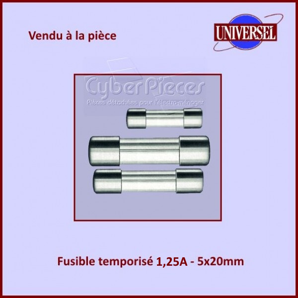 Fusible 1.25A Temporisé 5X20mm en verre