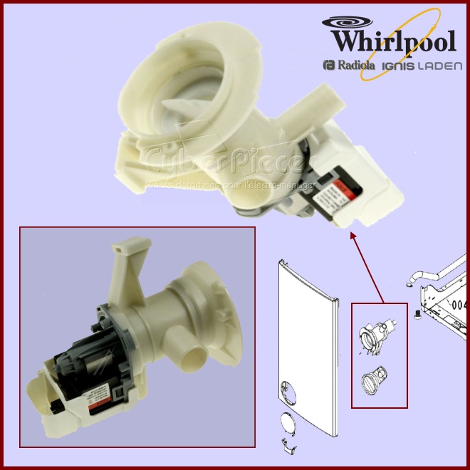 Pompe De Vidange complète  Whirlpool 480111104693