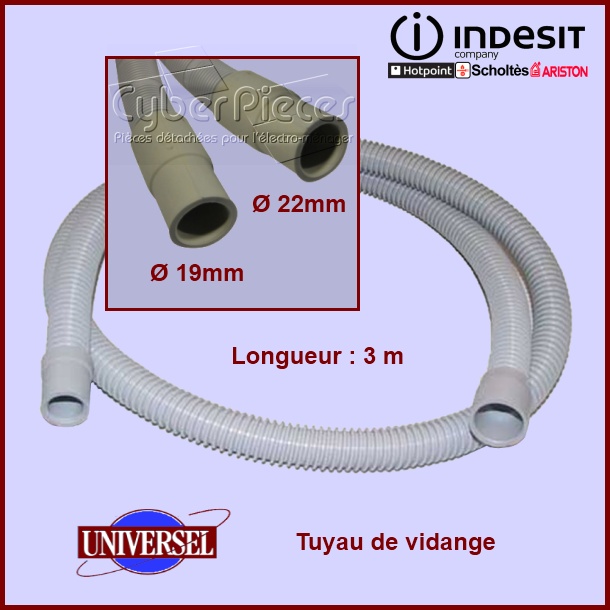 Tuyau de vidange droits 3m - C00272709 - PiÃ¨ces lave-vaisselle