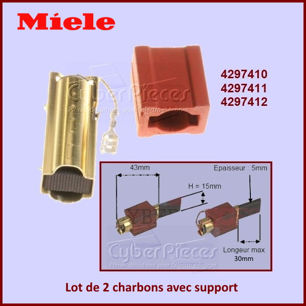 Lot de 2 charbons avec support Miele 4297414